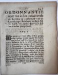Engelen, E, signatory. - [Pamphlet, Gelderland, 1689] Ordonnantie waer nae in het toekomende de revisien in conformité van s'Landtschaps Resolutien in dato den 26. april 1675. in dese provincie zullen worden gereguleert [Arnhem, 26 Junii 1689], 8 pp.