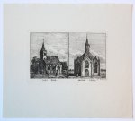 Kornelis Jzn de Wijs (1832-1896) - [Antique print, etching] Two churches, published ca. 1854, 1 p.