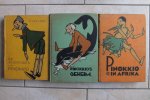 Collodi en Mongiardini, G. Rembadi bewerkt door Louise J. van Everdingen - De avonuren van pinokkio, Pinnokio's geheim, Pinikkio in Afrika (3 1e druk boeken)