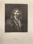 Schleich, Adrian. - [Antique copperengraving, Molière, 1850] Portrait print of Molière, engraved by Adrian Schleich, published 1850, 1 p.