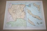  - Oude kaart van Suriname Curacao Aruba e.d. - circa 1905