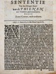 '--- - [Venice, Venetië, Pamphlet] Sententie van den Hoogen Raad van de thienen tot Venetien, gepronuncieert tegen Zorzi Corner ende anderen.