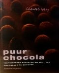 Coady , Chantal . [ ISBN 9789059560086 ] 2519 - Puur Chocola . ( Inspirerende recepten om echt van chocolade te genieten . ) Puur chocola is een kook- en een leesboek met recepten voor hartige gerechten, zoals Duivelse chocoladeniertjes, Linzenpuree met raviolini en Haas met chocoladesaus, -