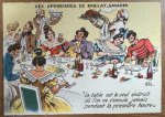 [Vintage chromos, Paris, Jean] - [Vintage menu/postcard, ca 1950] Les Aphorismes de Brillat-Savarin by Jean Paris, 100 x 150 mm. Vintage chromo print. Première heure.