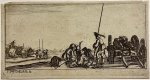 after Stefano della Bella (1610-1664) - Antique print, etching | Soldiers playing cards beside a cannon [Kaartspelende soldaten naast een kanon], published ca. 1650, 1 p.