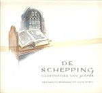 Spier, Jo  maakte de illustraties  de vertaling is  Ravenstein, H.E. van - De Schepping . Geïllustreerd door Jo Spier met prachtige teksten