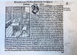after Sebastian Münster (1488-1552) - [Antique print, woodcut and letterpress] The printer's workshop [Cosmographia Universalis], published 1628.
