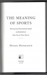 Mandelbaum, Michael - The meaning of sports