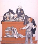 Piet van der Hem - Arbeider vraagt aan juristen om te denken aan eetkwestie op spotprent