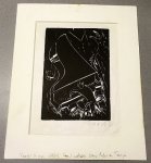 KUIPERS, Abe - Originele linosnede. (Pianist aan vleugel, van boven bezien).