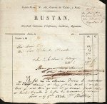 ROUSTAN - Facture pour une chaîne en or et une boucle d'oreille en or. Avec la signature de Rustan, 'l'ancien Mamelouck de l'Empereur Napoléon Ier' (1824).