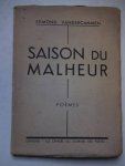 Vandercammen, Edmond. - Saison du malheur. Poèmes.