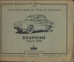 RENAULT / DAUPHINE - Specifications, Adjustments and Shop Repair Recommendations Dauphine Type R 1090 (Renault) M. R. 42EA