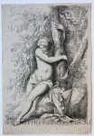 after Salvator Rosa (1615-1673) - Antique print, etching | Nude female figure beside a tree / Naakte vrouw naast boom, published before 1700, 1 p.