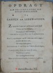 Cop, Abraham van de - Leerredenen over 1 Cor. XVI: 23, 24 en Hand. XVI: 9, 10 : ten afscheid van Campen en ter intreede te Leeuwarden geschikt :/ door ... Abraham van de Cop, beroepen naar Leeuwarden, doch te Campen overleden, den 24 Febr. 1780 ; met eene opdracht ...