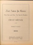 Krenek, Ernst: - Zwei Suiten für Klavier. Op. 26. Piano solo