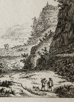 Almeloveen, Jan van (ca. 1652-1683) - [Print/etching/ets] River landscape with hikers. [Set of 6: Various Landscapes]/Rivierlandschap met wandelaars.