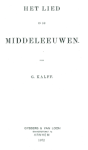 Kalff, G. - Het lied in de middeleeuwen