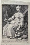 Visscher, Claes Jansz II (1587-1652) after Goltzius, Hendrick (1558-1617) - Antique Engraving ca 1650 - The muse Clio (Set Title: The Nine Muses) - C.J. Visscher, published ca 1650, 1 p.