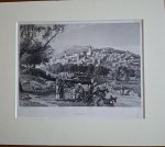  - Hebron, steel engraving by Alfred Krausse after a picture by Harry Fenn [1881]. In passe-partout.. 26x20 cm