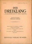 Zeitschriften: - Der Dreiklang. Monatschrift für Musik. Hrsg. Heft 7. Oktober 1937