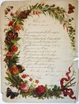  - [Nieuwjaarswensch / New Year Wishes, 1863] W. Smit. Sliedrecht. Hand colored wishcard: flower garland, dated 1863, 1 p.