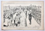 Braakensiek, Johan (1858-1940) - [Original lithograph/lithografie by Johan Braakensiek] Plechtige ontvangst van Minister Kuyper bij zijn terugkomst uit den vreemde, door zijn gehoorzame collegaas, 31 Augustus 1902, 1 pp.