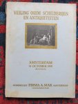  - Catalogus VEILING OUDE SCHILDERIJEN EN ANTIQUITEITEN Amsterdam, 14 october 1918