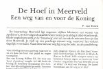 Essen, P. van - UDDEL GARDEREN  DE HOEF IN MEERVELD, EEN WEG VAN EN VOOR DE KONING