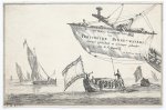 Reinier Zeeman (1623/24-1664) - [Antique print, etching] Fishing boats and 'Staten' Sloop with Passengers on calm waters (set title: Inland Waterways), published before 1664.
