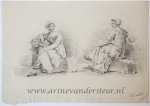 Michiel Jacobus van der Schaft (1829-1889), and/or Anna Jacoba van der Schaft (1860-1938) - [Antique drawing] Seated peasant woman (zittende boerin), ca. 1850-1900.