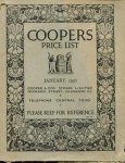  - COOPERS PRICE LIST JANUARY 1937