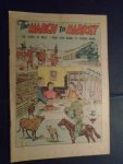 Voeding en dieet - 2 reclame  strips:  "Eat right to win".- and "The march to Market. Colour comics about food and diet. 2 reclameboekjes.  Eat right and win. The Story of meat from Open ranch tot Kitchen range