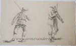 Michiel Jacobus van der Schaft (1829-1889), and/or Anna Jacoba van der Schaft (1860-1938) - [Antique drawing] Young man with a stick, ca. 1850-1900.