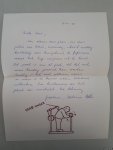 Broos, Kees - Axel en Helena van der Kraan: Objecten *met GESIGNEERDE brief met kleine ORIGINELE TEKENING* Broos, Kees - Axel en Helena van der Kraan: Objecten *met GESIGNEERDE brief met kleine ORIGINELE TEKENING*