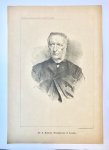 Braakensiek, Johan (1858-1940) - [Original lithograph/lithografie by Johan Braakensiek] Dr. A. Kuenen, Hoogleeraar te Leiden, 21 April 1889, 1 pp.