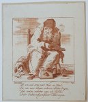 Pieter Langendijk (1683-1756), after Pieter Barbiers I (1717-1780) - [Antique print, engraving in red chalk] P. Langendijk after P. Barbiers I, An old man begging, published ca. 1750.