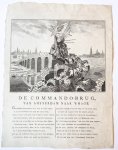 Anonymous - Satirical engraving/Spotprent: De Commando-brug van Amsterdam naar 's Hage.