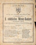 Stollberg: - [Programmheft] Sonntag, den 1. Dezember 1912, abends 7½ Uhr, im Hotel Scheufen: 2. städtisches Winter-Konzert (Französischer Abend)