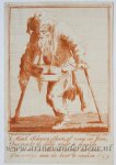 Pieter Langendijk (1683-1756), after Pieter Barbiers I (1717-1780) - [Satirical antique print in red ink, engraving] P. Langendijk after P. Barbiers I, A disabled man on crutches [shoeshiner], published ca. 1750.