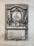 Leclerc, Sebastian (1637-1714), after Girardon, Francois (1628-1715) - Architecture, various ornaments print I Various ornaments on a big sheet of laid paper with watermark, Monument for Louis XIV made by Leclerc, Sebastien, 1 p.