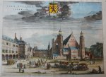  - Antique print, handcolored engraving, The Hague | CVRIA HOLLANDIAE INTERIOR (Binnenhof Den Haag), published 1649, 1 p.