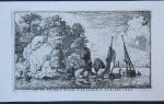 Everdingen, Allard van (1621-1675) - [Antique landscape print, etching] The two boats on the river/twee boten op een rivier, published between 1631-1675..