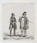 Moorrees, Christiaan Wilhelmus (1801-1867) - [Antique print, etching] Two men with walking sticks and top hat / Twee mannen met wandelstokken en hoge hoeden..