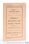 Catalogue / Simpkin, Marshall. - Catalogue of Important Books Fully Annotated. Publisher' Remainders and Surplus Stocks offered at Greatly Reduced Prices. To the Trade Only. April. 1930.