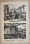 Braakensiek, Johan (1858-1940) - [Original lithograph/lithografie by Johan Braakensiek] Verloste Gevangenen der Bastille en Bestorming der Bastille, op den 14den van Hooimaand 1789, 14 Juli 1889, 1 pp.