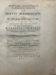Hultman, Janus Andreas, uit Amsterdam - Dissertation legal 1750 | Diatriba inauguralis antiquario-juridica de servis binominibus [...] Leiden Elie Luzac 1751