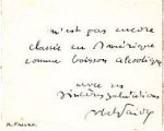FAIVRE, Abel - Succinct, humorous handwritten letter signed to an American signature hunter. (L.A.S.).
