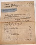 Volkers & Baron Zwolle - [Furniture, Price list, 20th century] Volkers & Baron te Zwolle, Nieuwstraat 105 en Diezerstraat 106, Prijslijst van meubels, 1 p.