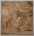 SCHREUDER, BERNARD, - Kitchen interior with two women near a bassinet